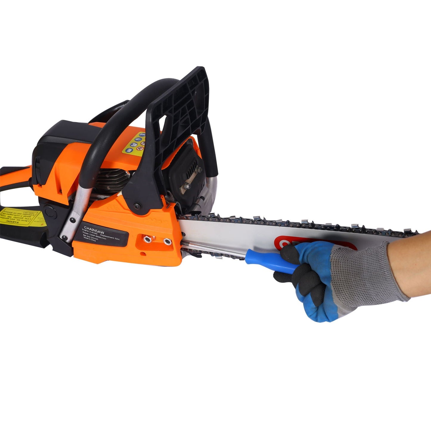 Gasoline Chainsaw 20" 52Cc For Tree And Wood Cutting - Orange