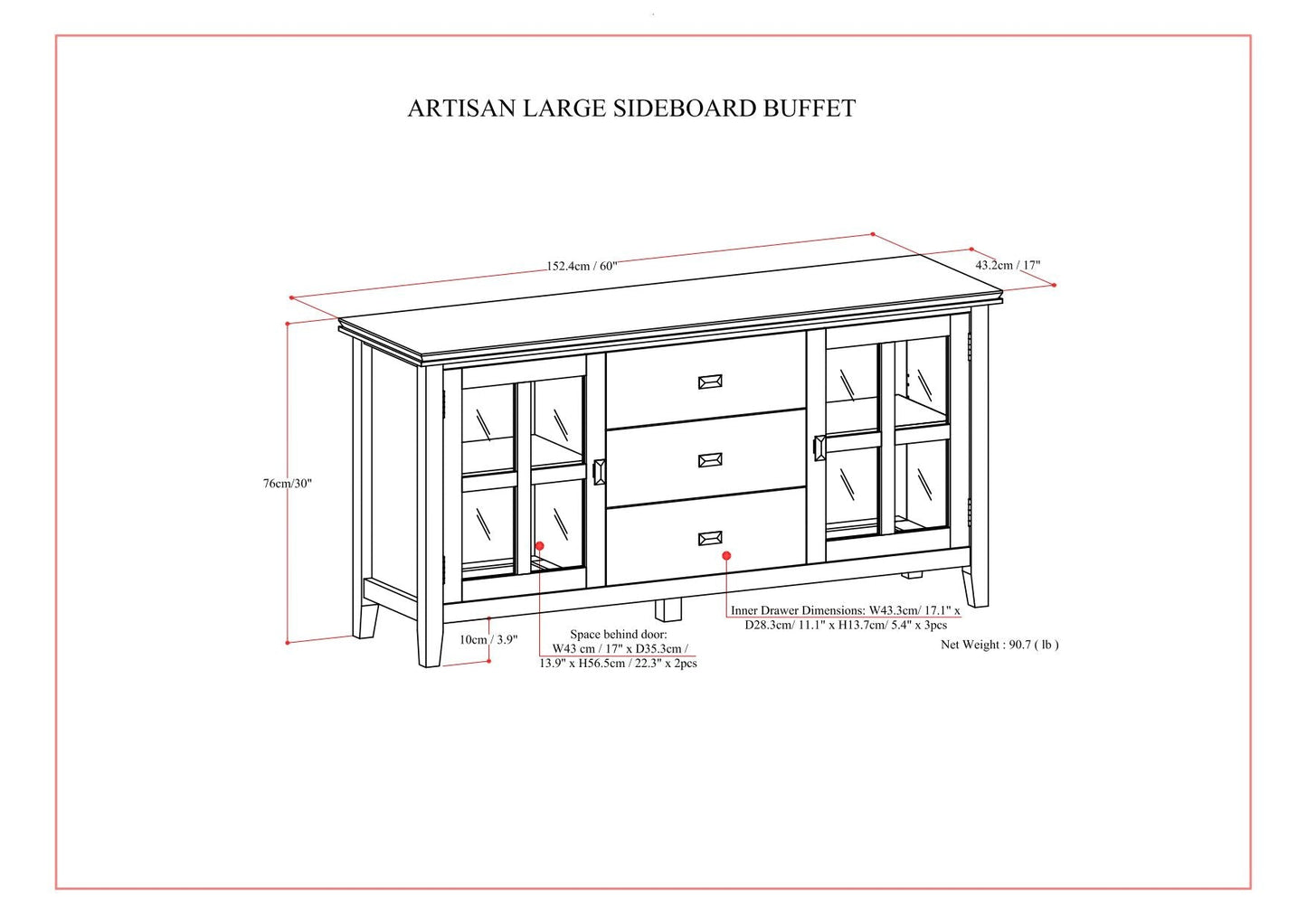 Artisan - Large Sideboard Buffet - Russet Brown