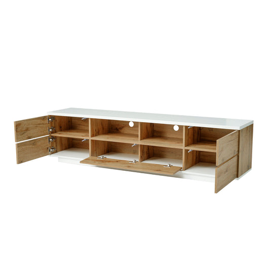 TV Stand Entertainment Center with Deep Drawers, Cable Management & Soft Closing Hinges