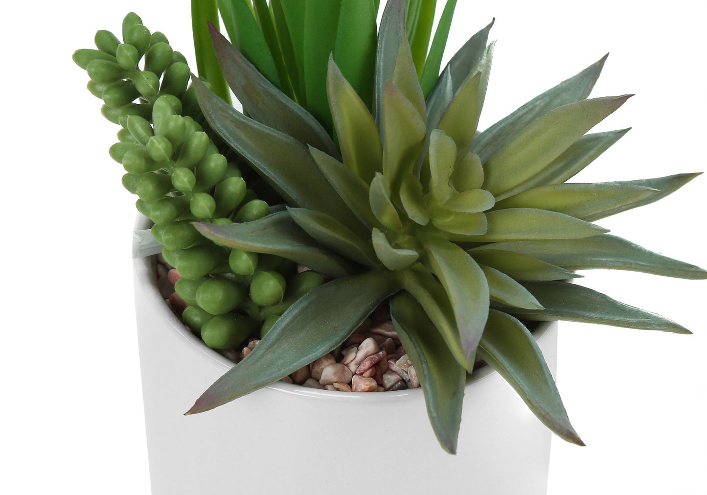 7" Tall Artificial Succulent Plant Set of 2 with White Ceramic Pots