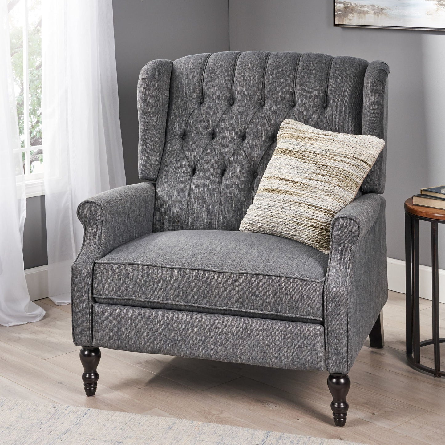 Dunham Contemporary Fabric Tufted Oversized Pushback Recliner