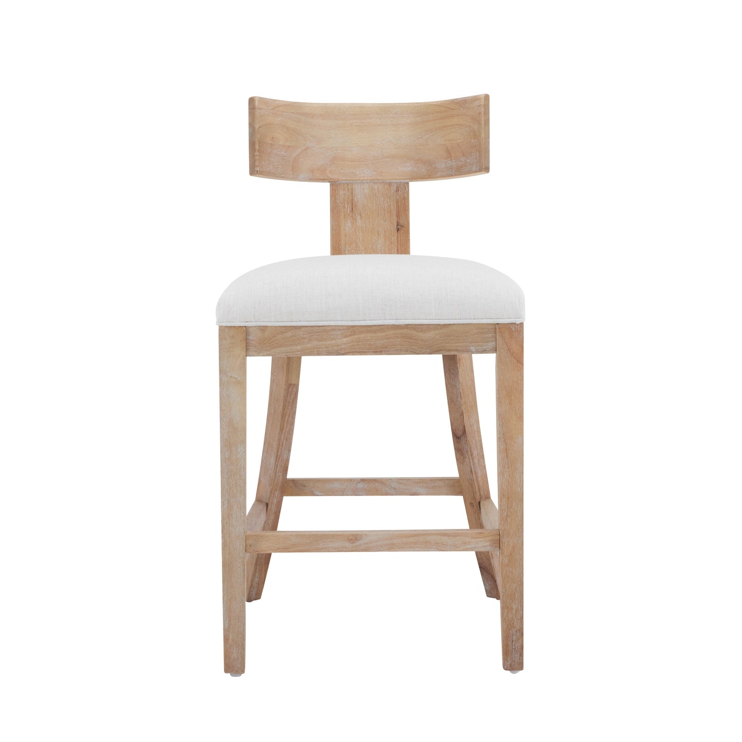 27" Upholstered Counter Stools Set of 2 with Solid Rubber Wood Frame