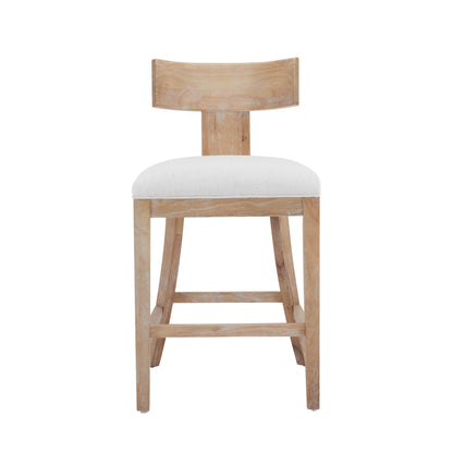 27" Upholstered Counter Stools Set of 2 with Solid Rubber Wood Frame