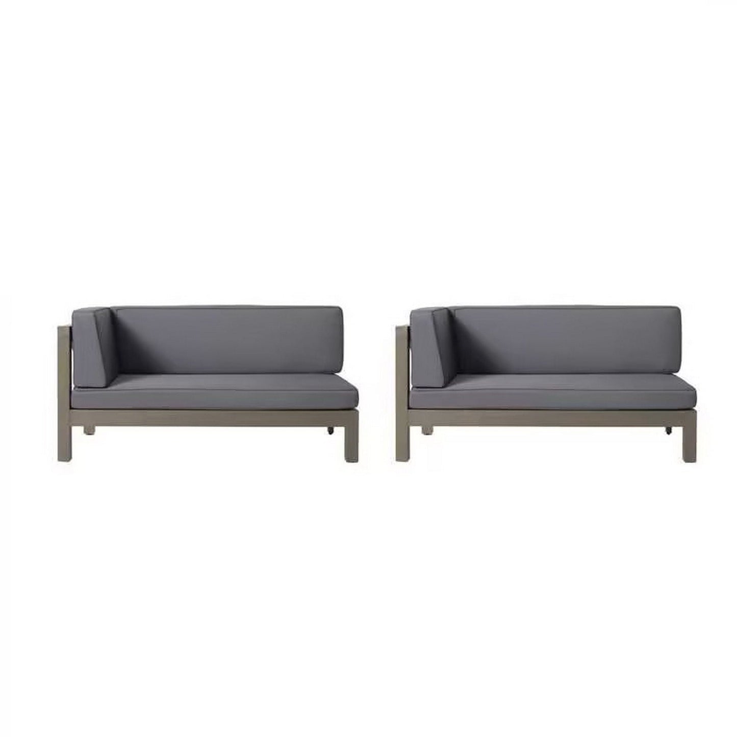 Aura 2 Piece Outdoor Set With X Back Left Bench And Corner - Dark Gray