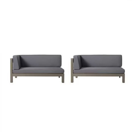 Aura 2 Piece Outdoor Set With X Back Left Bench And Corner - Dark Gray