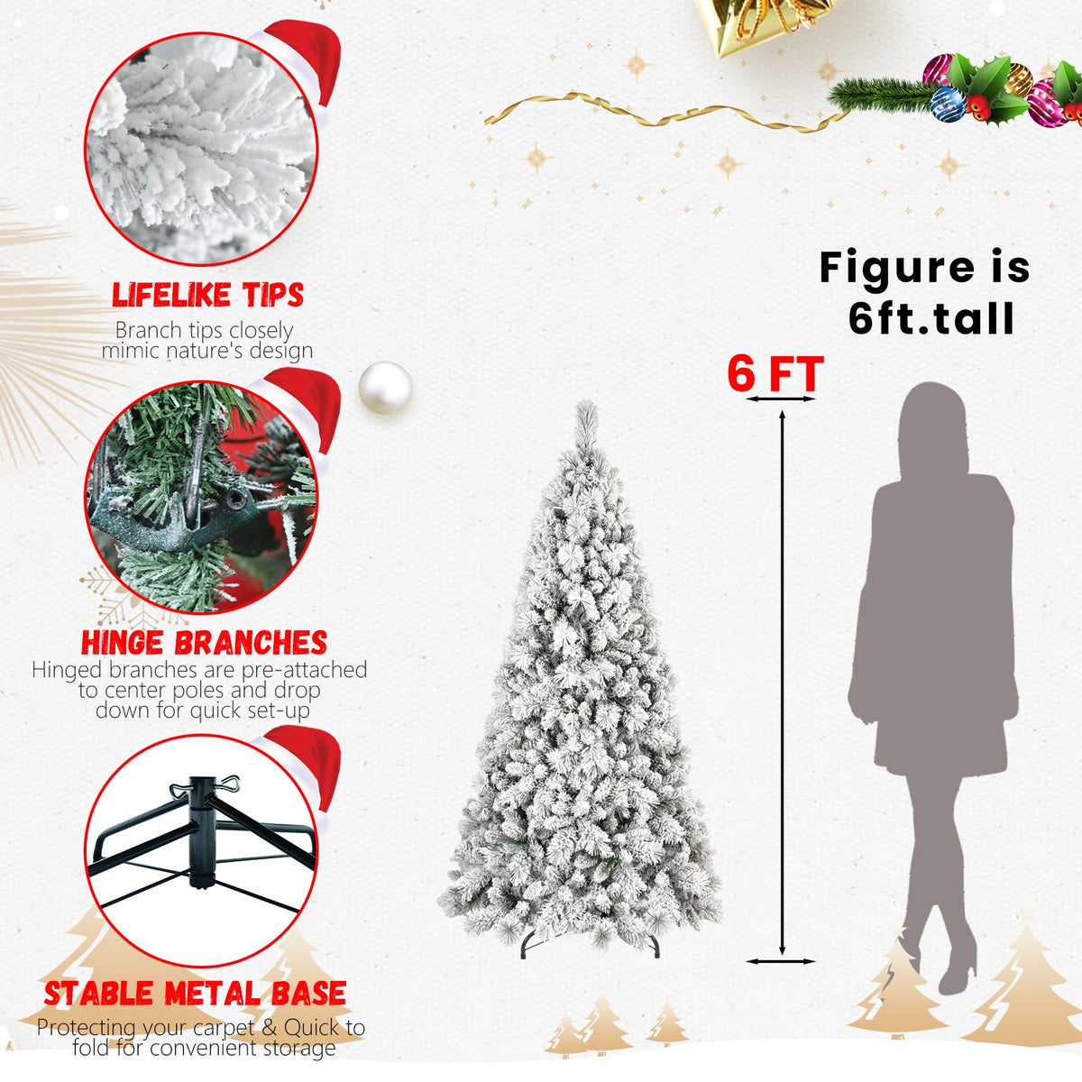 4FT Flocked Christmas Tree with 350 Tips