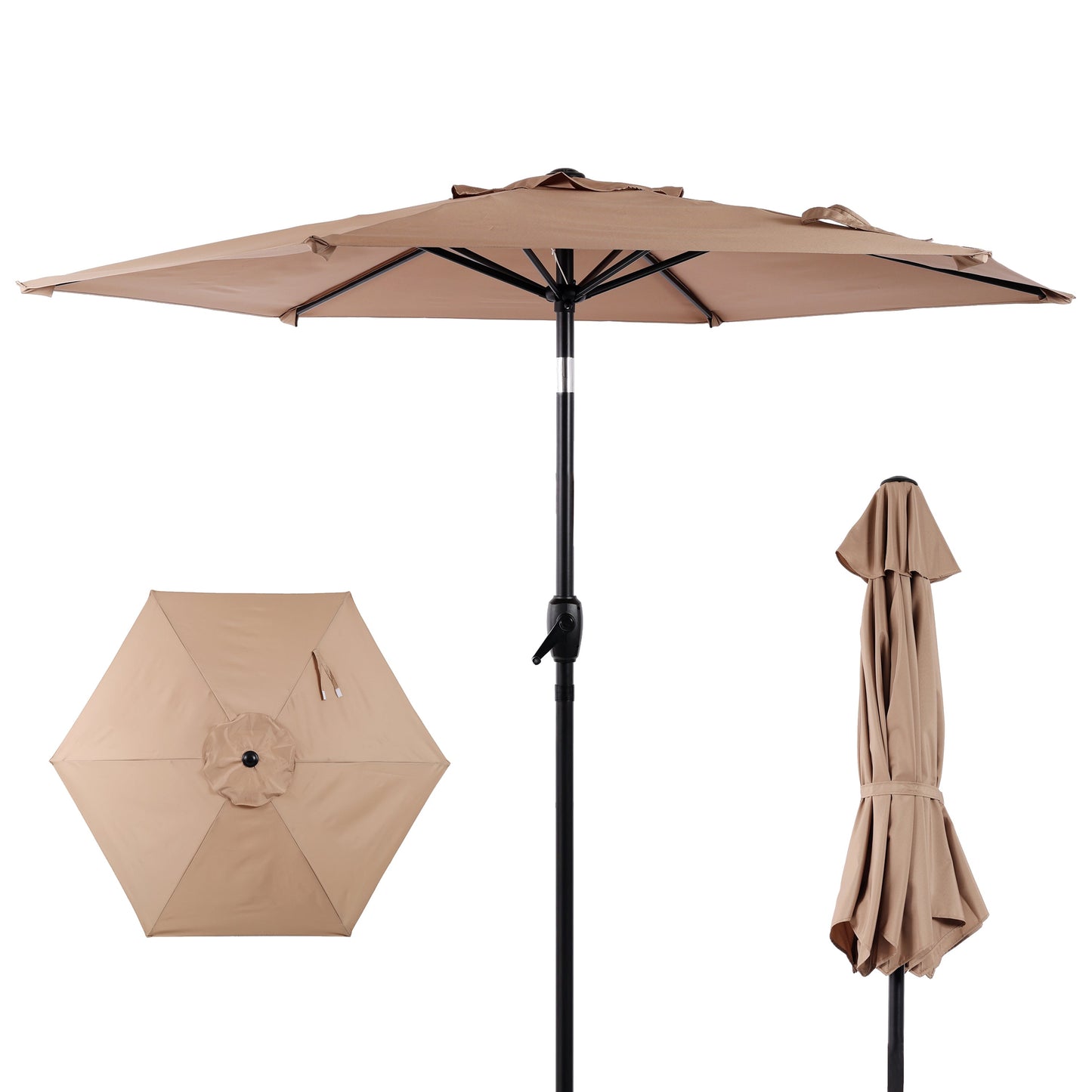 10FT Patio Umbrella with Push Button Tilt and Crank Mechanism