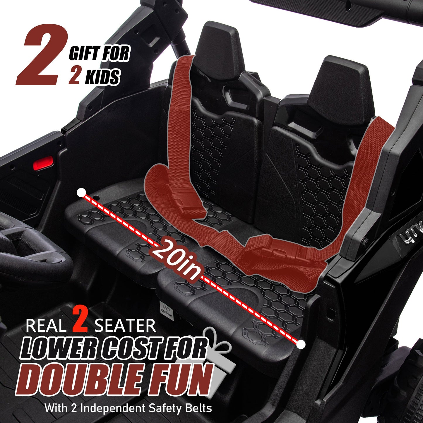 24V Two-Seater Kids Ride-On UTV with Parental Remote Control