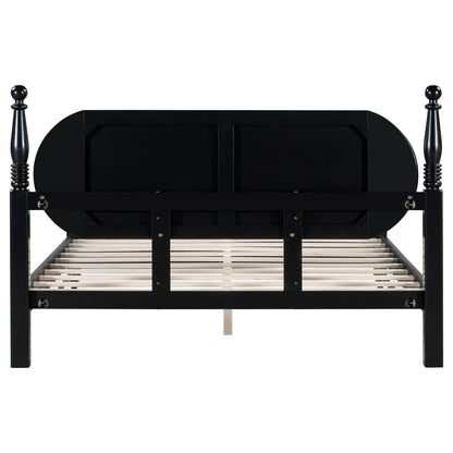 Queen Bed Frame, Solid Wood Platform with Slats