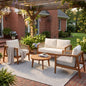 Outdoor 4-Piece Sofa Set, Acacia Wood Frame with Rope Detail, Water-Repellent