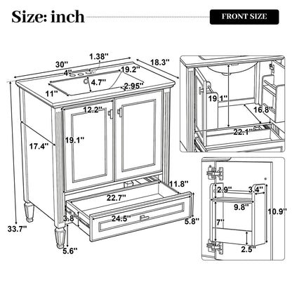 Freestanding Vanity With 1 Drawer & 2 Soft Close Doors With Door Mounted Storage