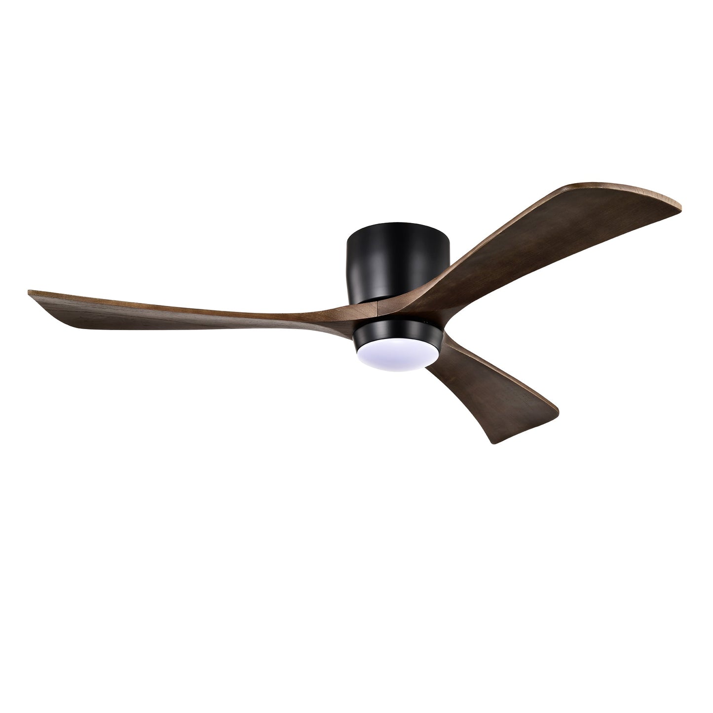 52" Flush Mount Solid Wood Blades Ceiling Fan with Lights Remote Control