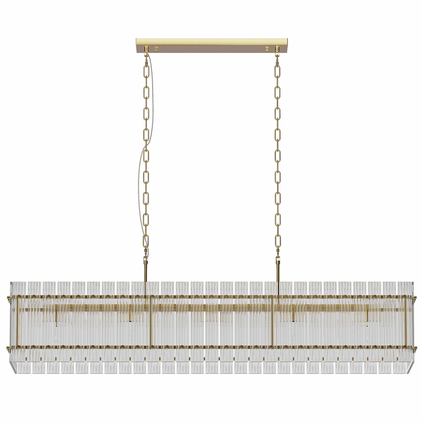 Modern Rectangular Crystal Glass 10-Light Chandelier