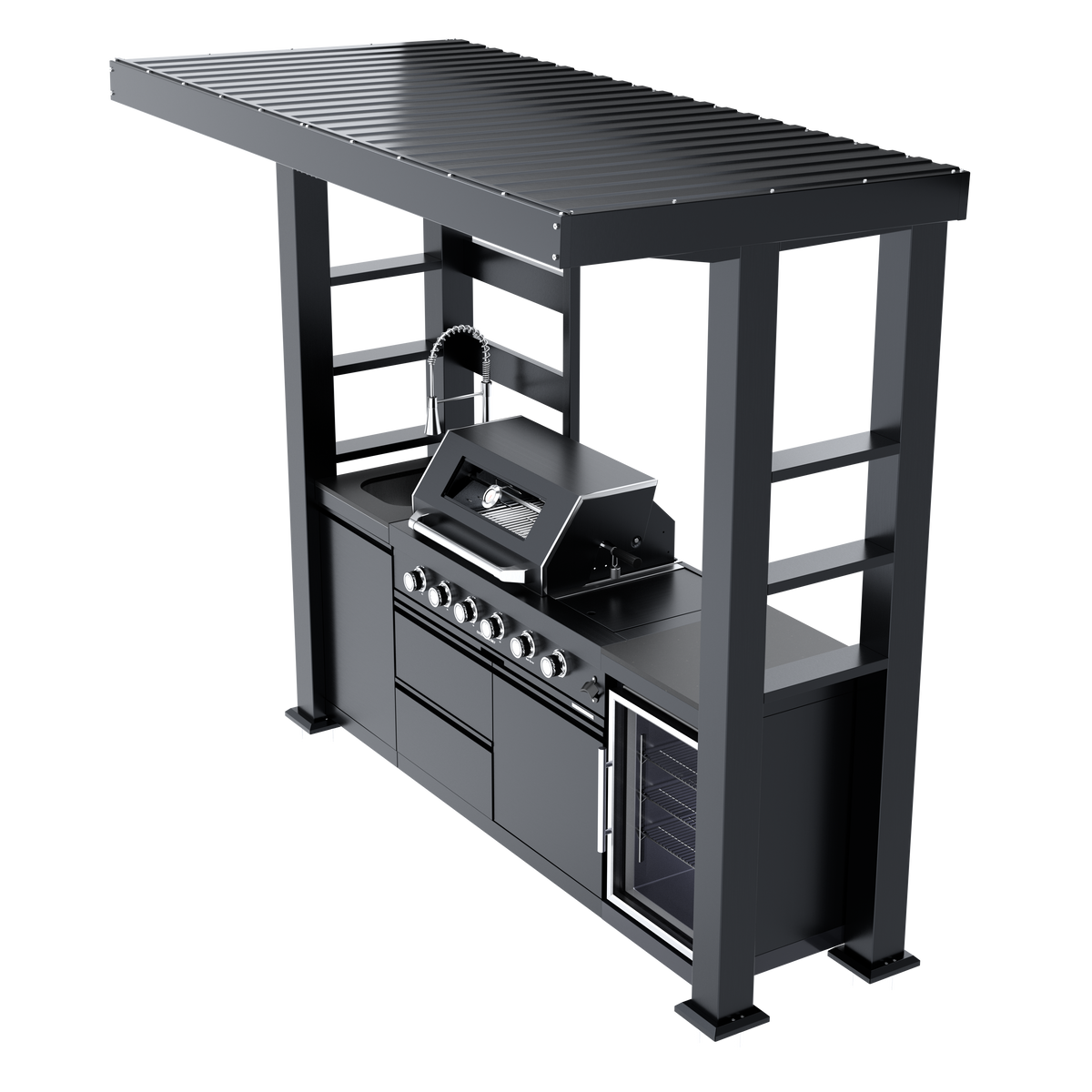 97-Inch 4-Burner Deluxe Stainless Steel Gas Outdoor Kitchen Grill
