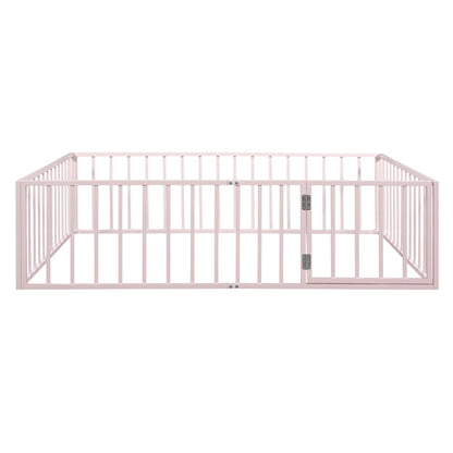 Metal Floor Bed Frame With Fence And Door