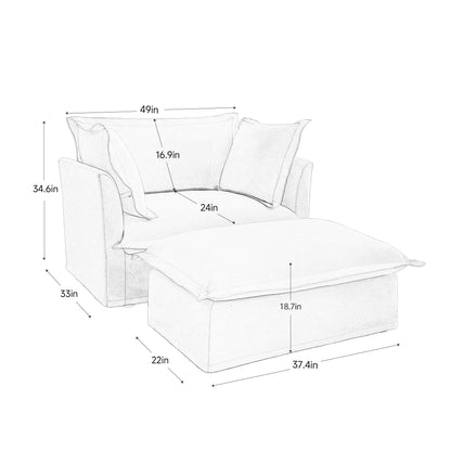 Upholstered Slipcovered Armchair with Ottoman