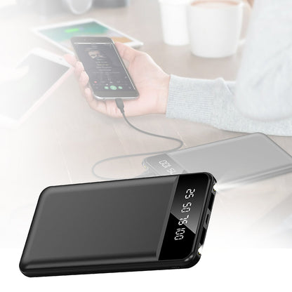 10000mAh Power Bank Portable Ultra Slim Charger External Battery Pack with 2 USB Output Ports Charging Cable LED Flashlight Compatible with IOSPhone 1