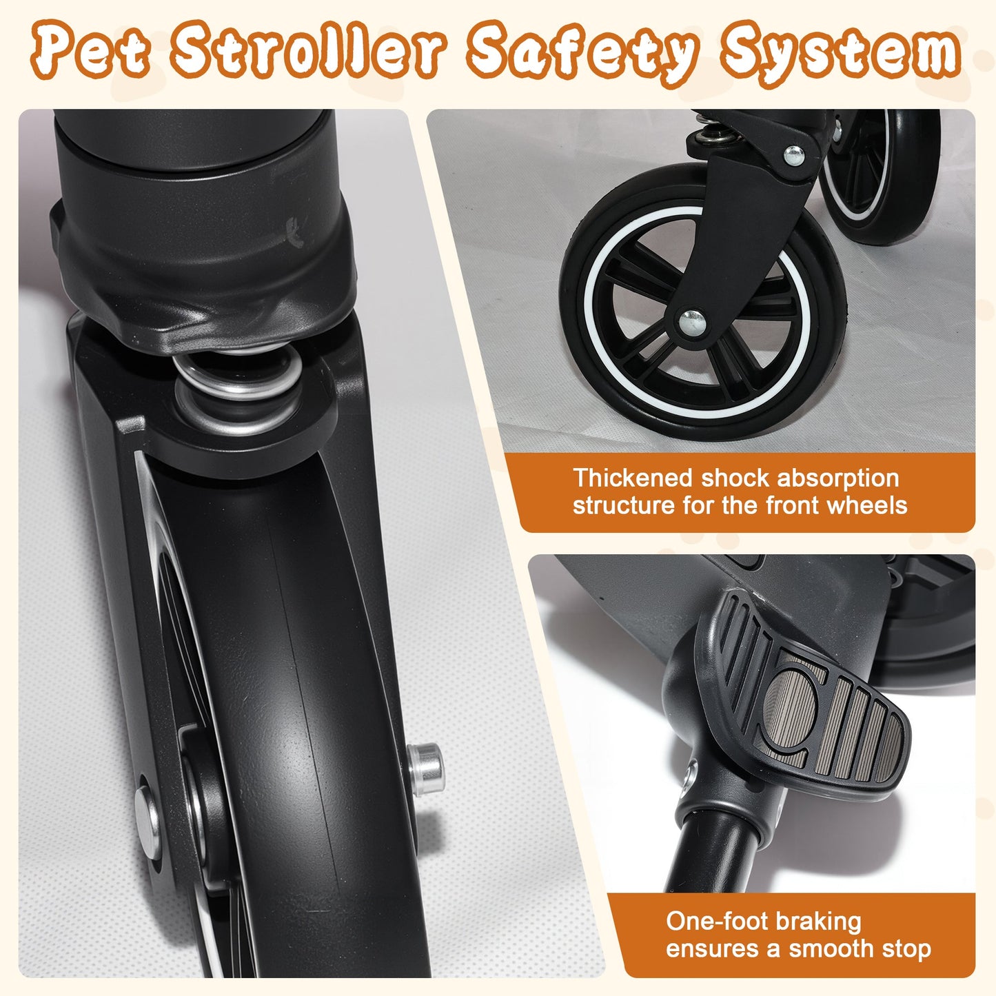 Pet Stroller for Dogs and Cats, 2-in-1 Detachable Foldable With Sun Canopy