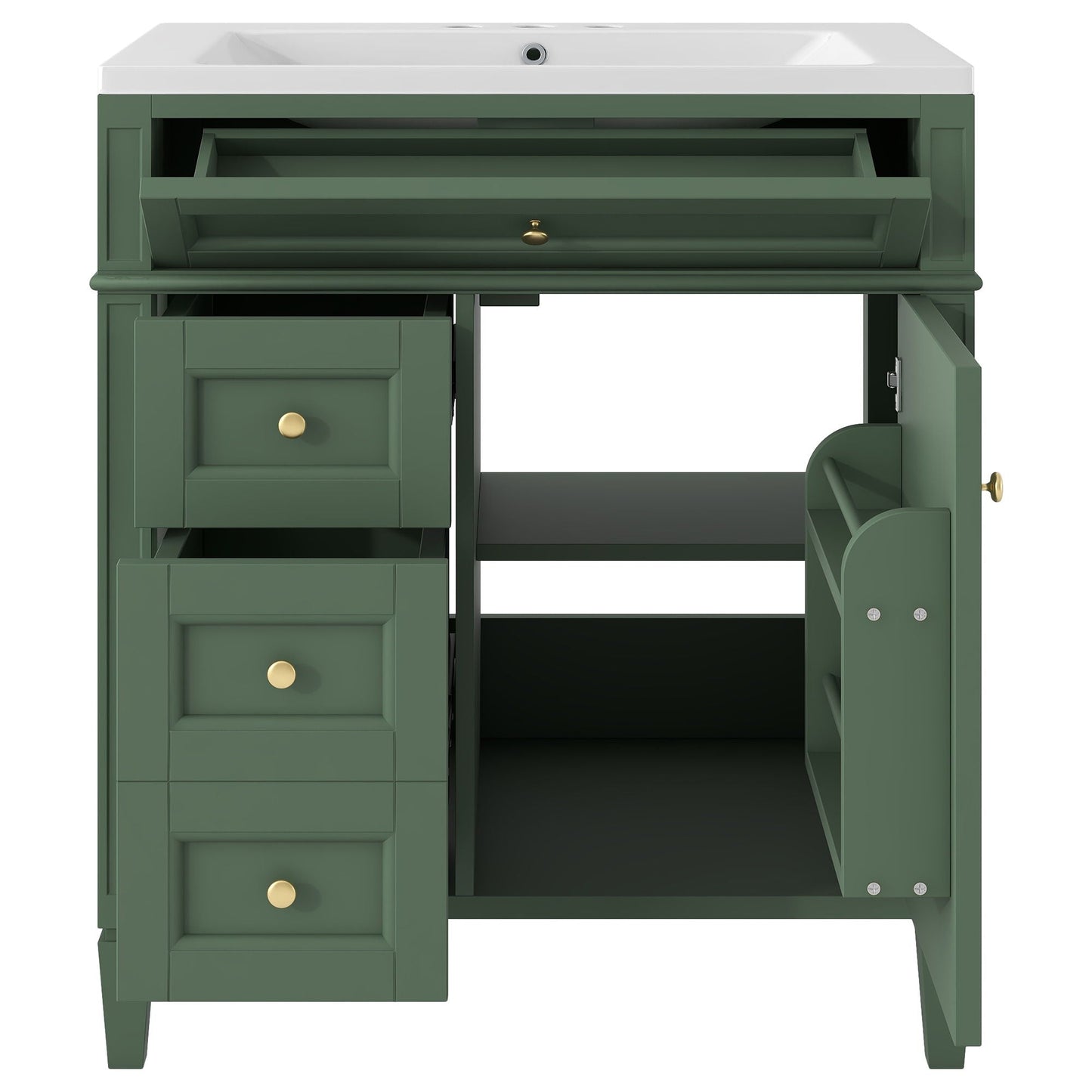 Bathroom Vanity With Medicine Cabinet, Royal Mirror Cabinet, Modern Bathroom Storage Cabinet With 2 Soft Closing Doors And 4 Drawers
