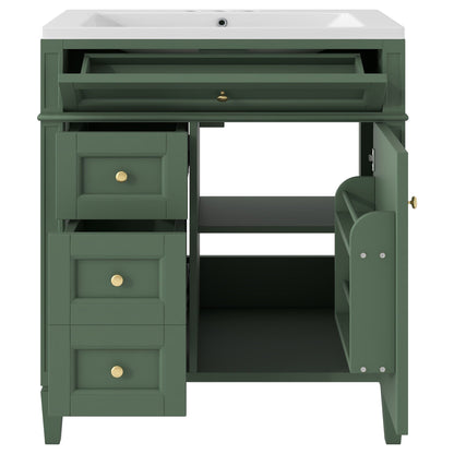 Bathroom Vanity With Medicine Cabinet, Royal Mirror Cabinet, Modern Bathroom Storage Cabinet With 2 Soft Closing Doors And 4 Drawers