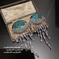 Jellyfish-Pattern Tassel Gemstone Earrings