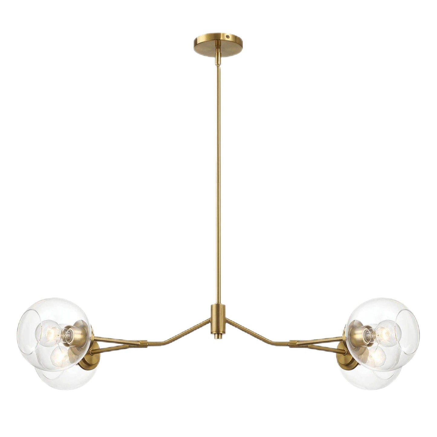 Jewel - 4 Lights Chandelier Ceiling Hanging Light Fixture - Clear / Gold