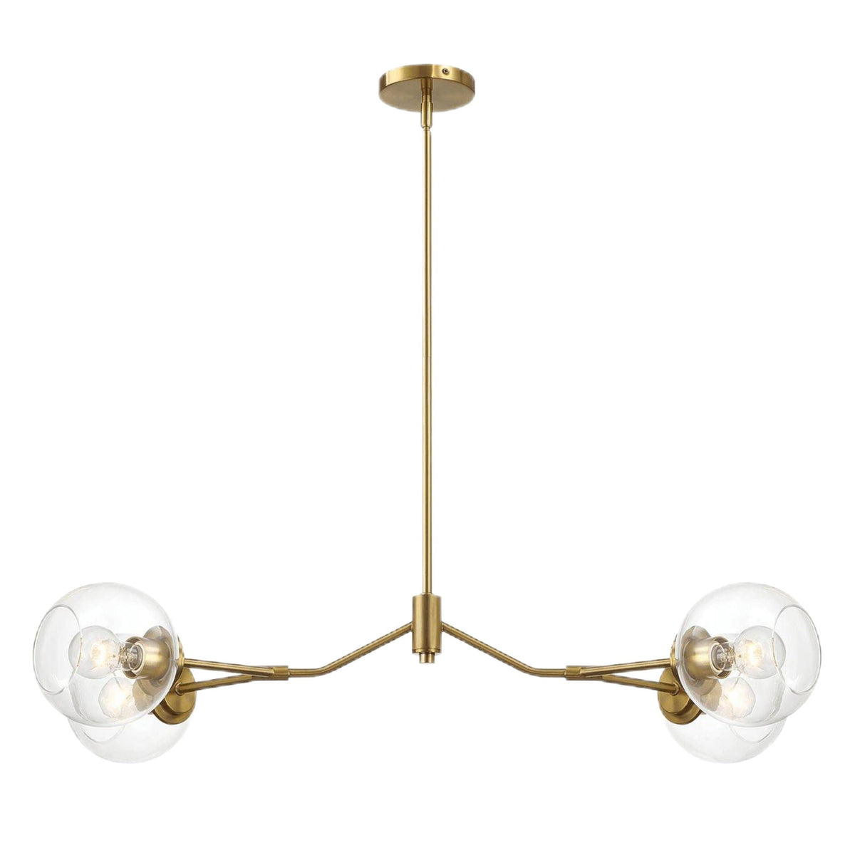 Jewel - 4 Lights Chandelier Ceiling Hanging Light Fixture - Clear / Gold