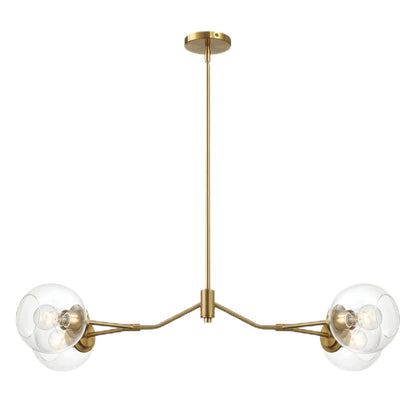 Jewel - 4 Lights Chandelier Ceiling Hanging Light Fixture - Clear / Gold