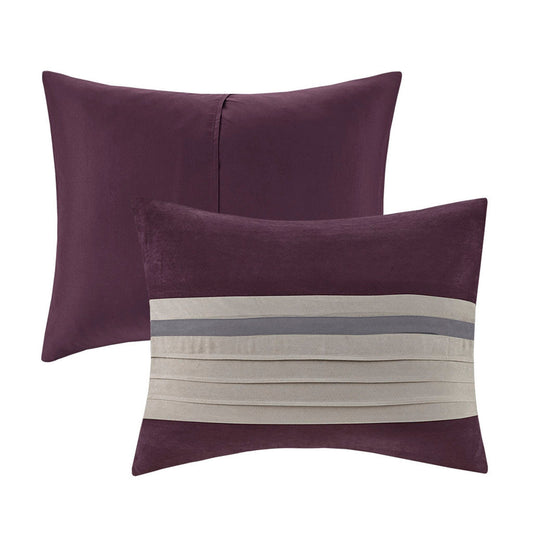 7 Piece Faux Suede Comforter Set Purple Queen
