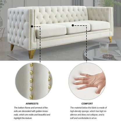 Upholstered Couch Sofa With Button Tufting For Living Room