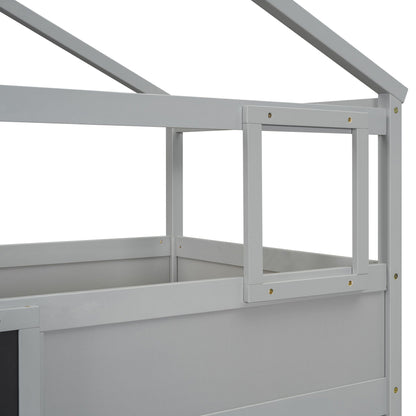 House Style Bunk Bed With Storage Staircase And board