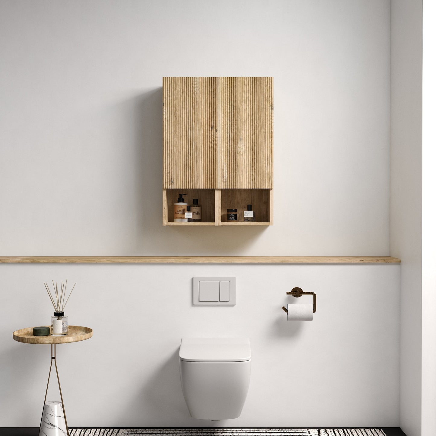 Abay Home Chic Striped Texture Bathroom Storage Cabinet