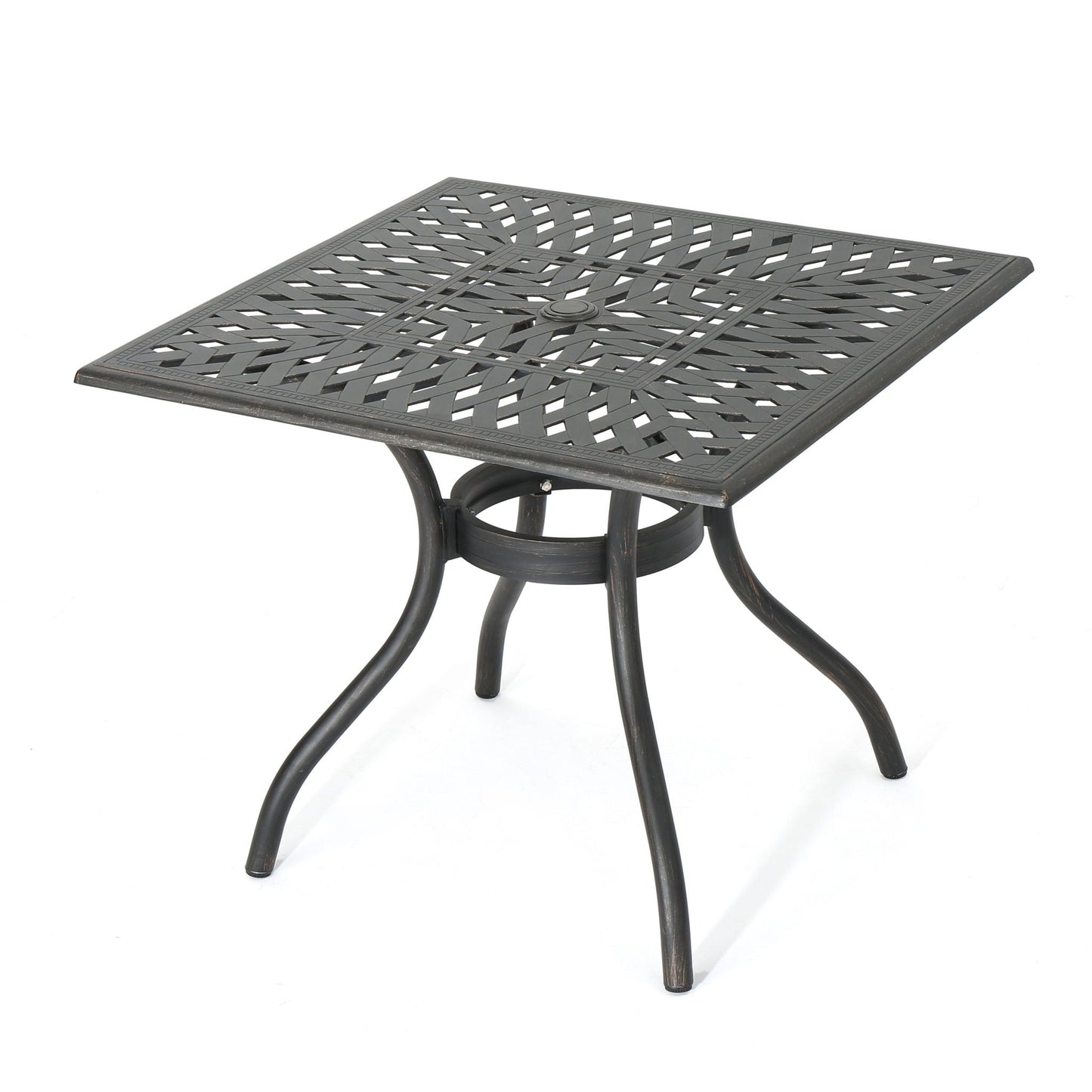 Enchantia Outdoor Square Dining Table with Weave Tabletop and Flared Legs - Copper