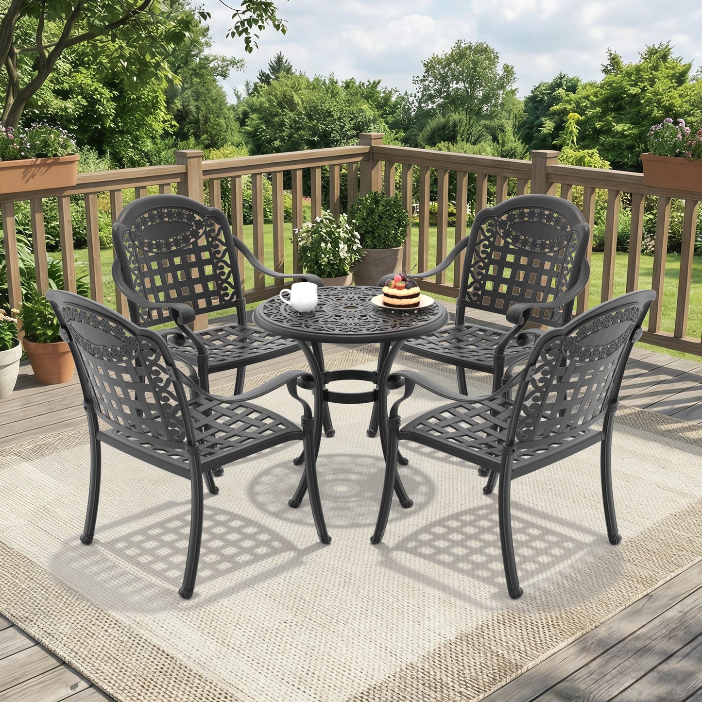 5-Piece Cast Aluminum Patio Furniture Set with Cushions