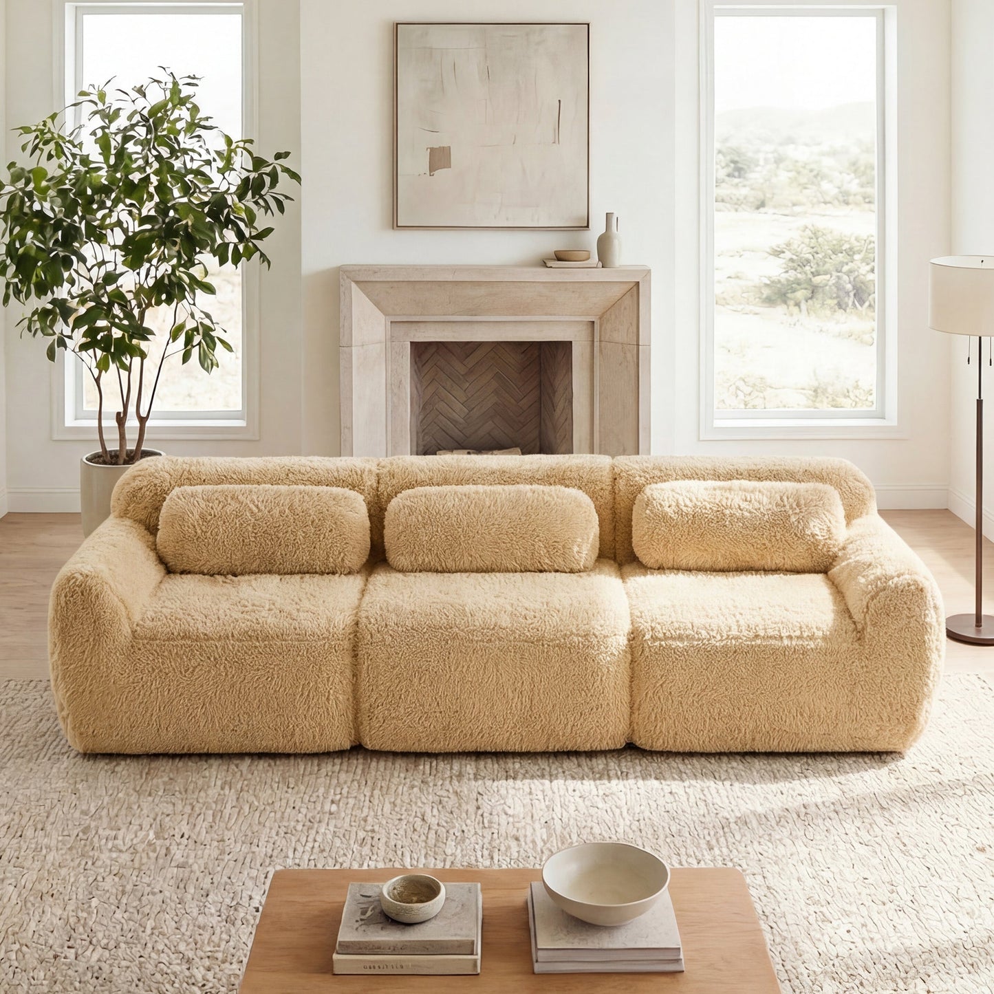 114'' Soft And Fluffy Modular Sectional Sofa