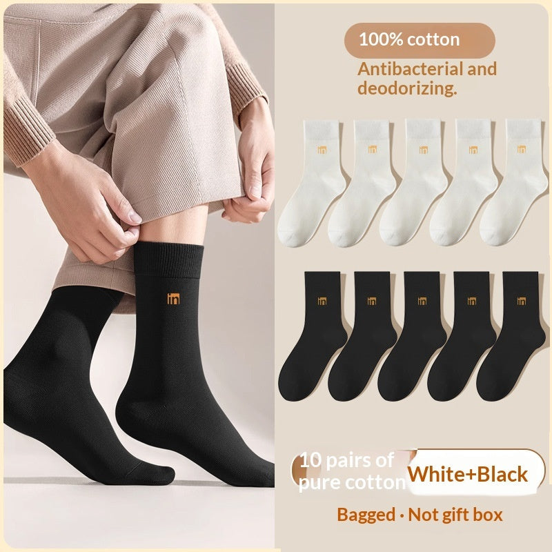 Men's Mid-Calf Deodorizing 100 Cotton Summer Long Socks