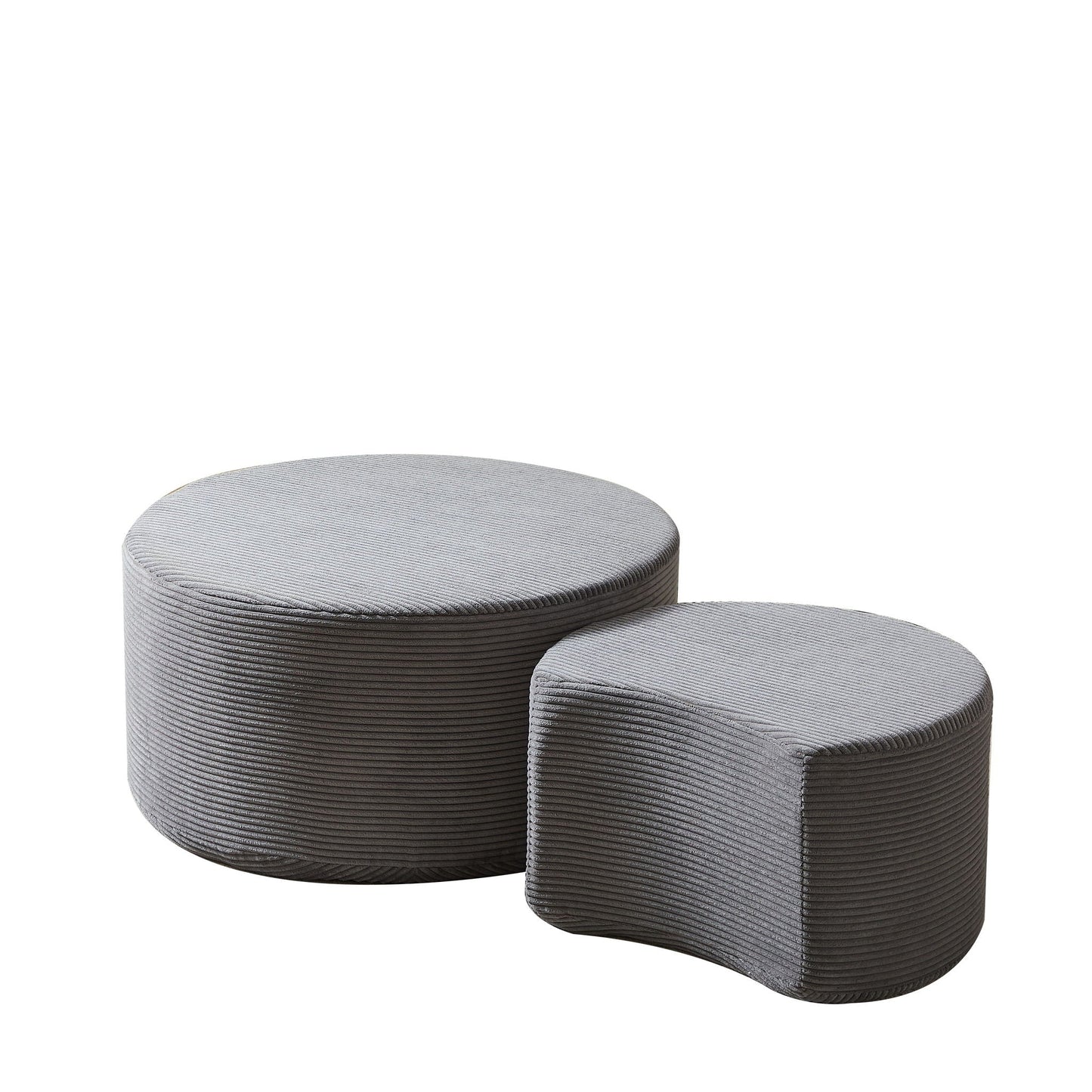 Modern Upholstered Round Coffee Table For Living Room (Set of 2)