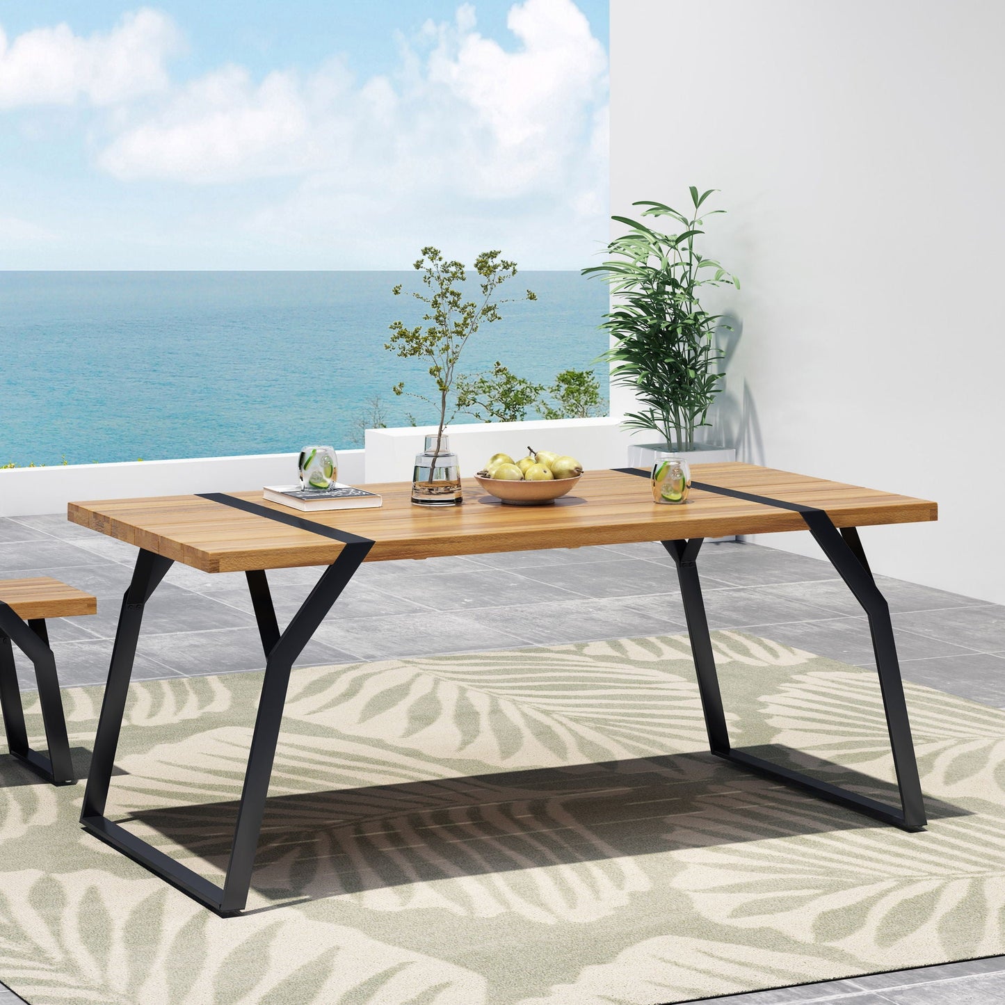 Zora Dining Table Industrial & Iron Table - Black
