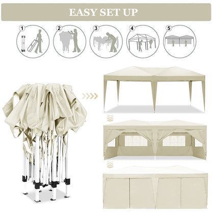 10'x20' EZ Pop Up Canopy Outdoor Portable Party Folding Tent with 6 Removable Sidewalls