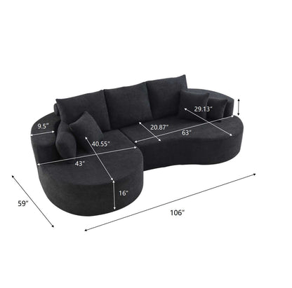 106 in. 2-Piece Fabric Cloud Curved Sectional Boucle Sofa with Chaise Lounge