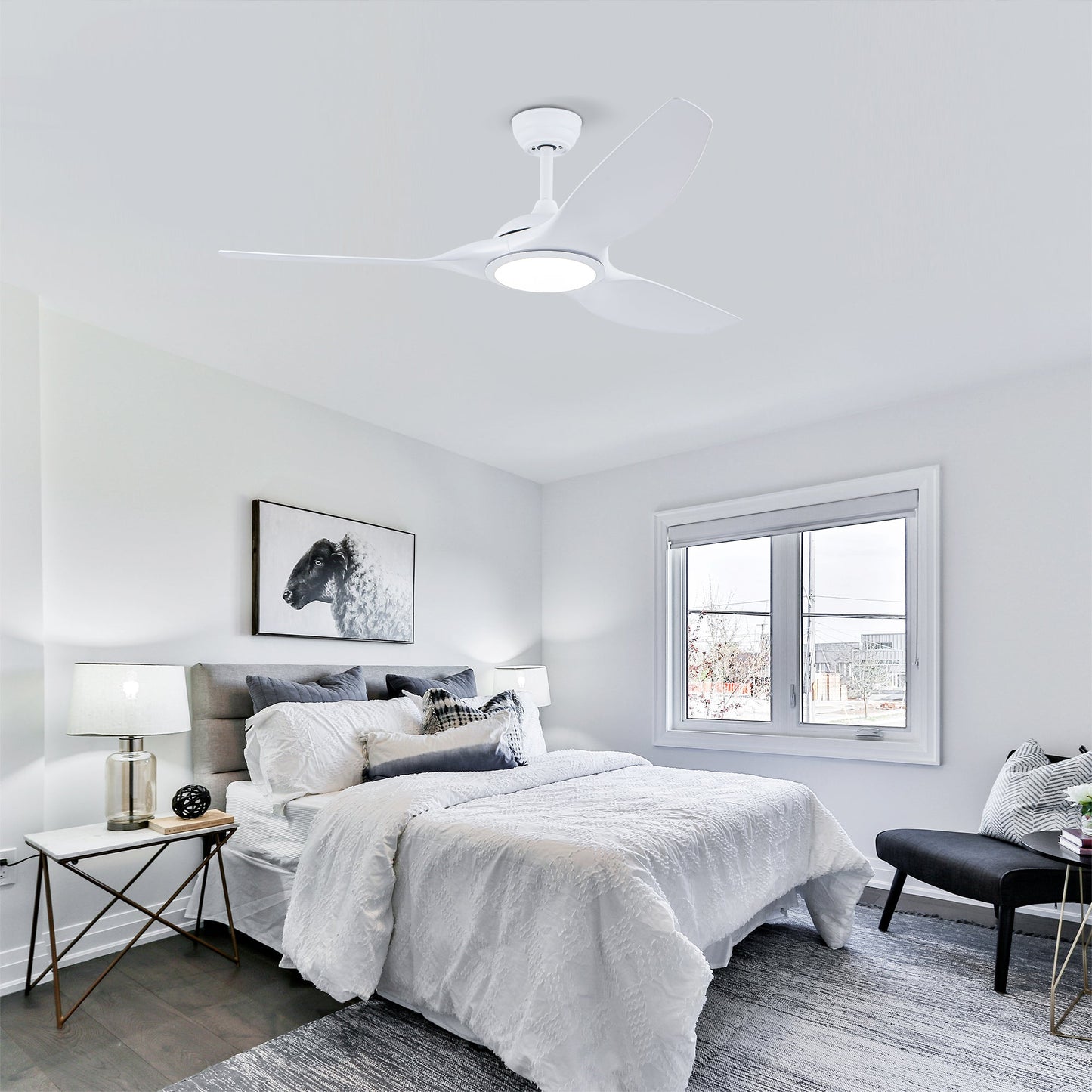 52 Inch ABS Blades Ceiling Fan with LED Light Kit