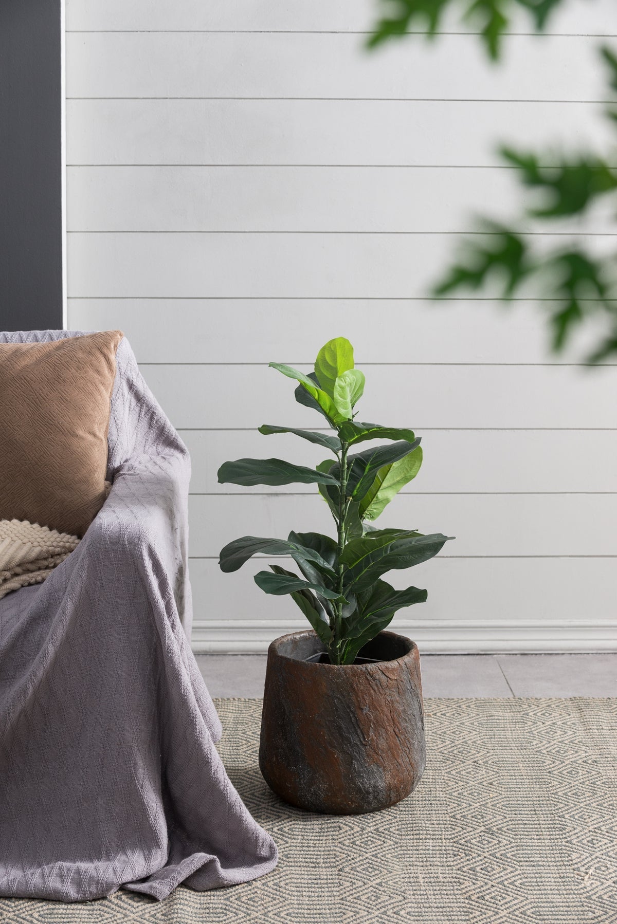12.6x12.6x11.8" Cement Planter Small, Indoor Outdoor Garden Functional Decor