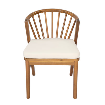 Outdoor Dining Chairs Set of 2, Acacia Wood Patio Chairs with Cushions