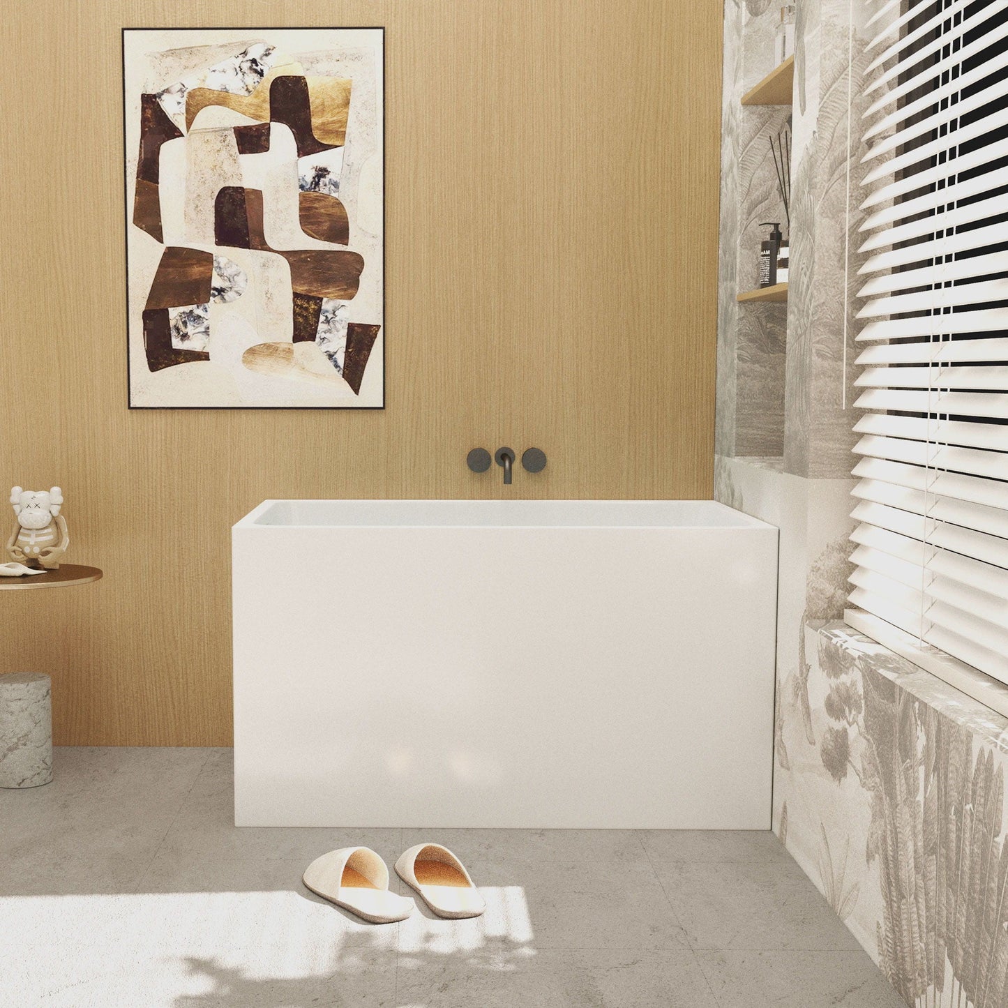 Gloss Freestanding Bathtub With Built In Seat