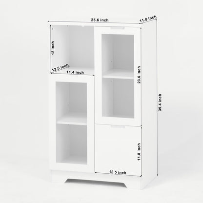 Modern Cabinet With Glass Doors And Drawer