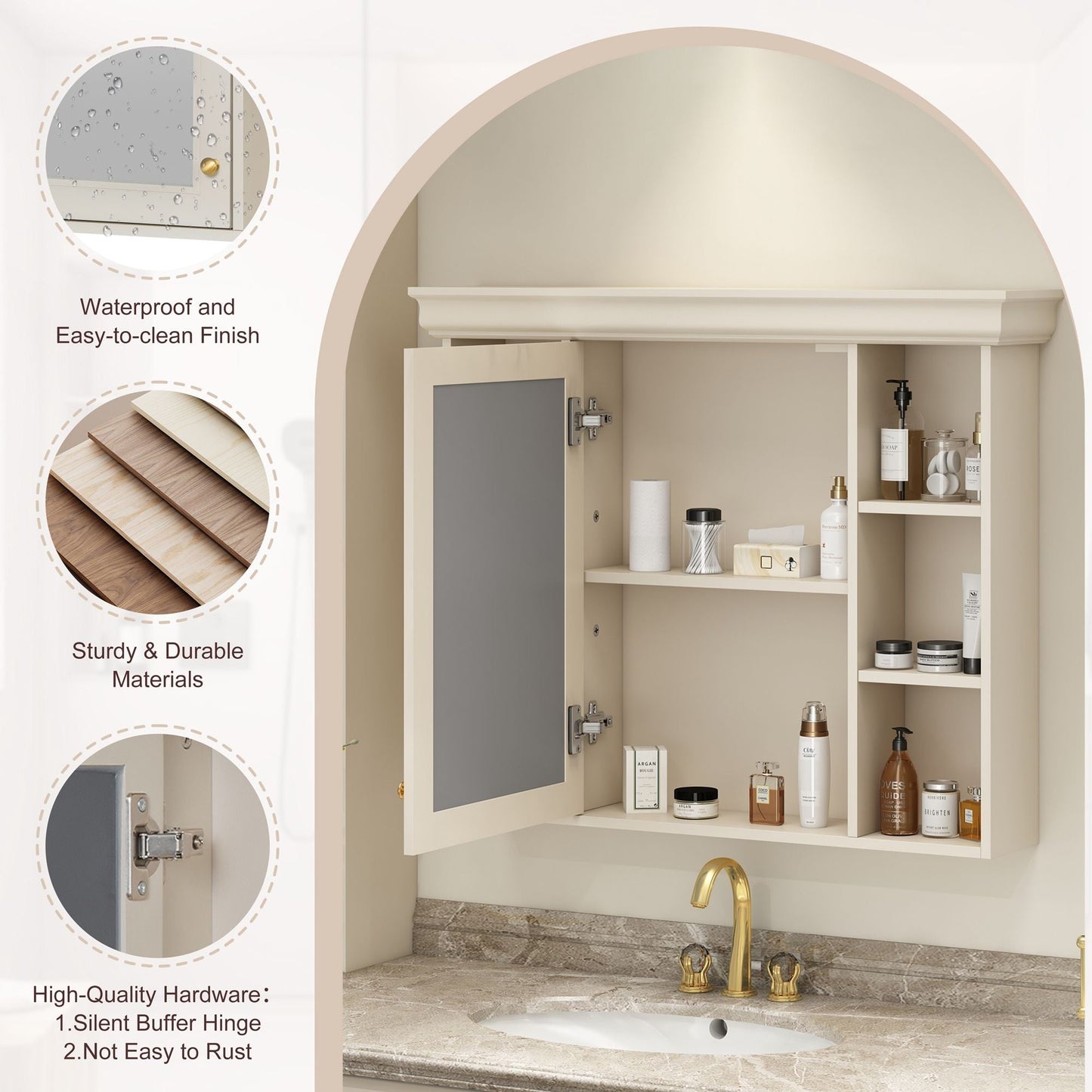 Wall Mounted Bathroom Storage Cabinet With Mirror Door