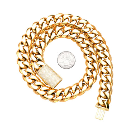 Stainless Steel European And American Hip-Hop Necklace With Zircon Clasp