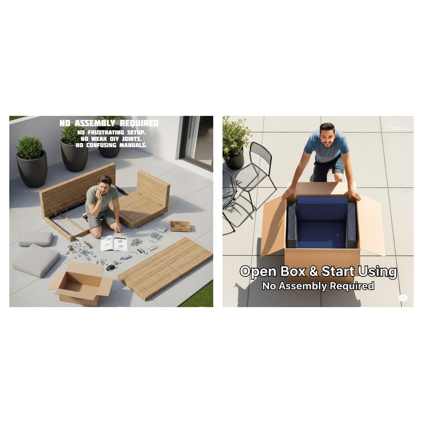 Outdoor Seating Group With Cushions 2 Person - Gray