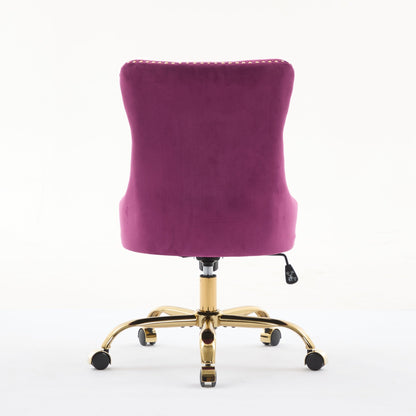 Office Chair Modern Velvet Upholstered Tufted Button (Purple)