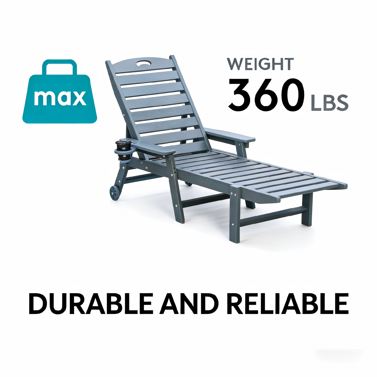 HDPE Chaise Lounge Chair Outdoor with Adjustable Backrest